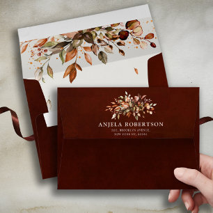 Fall Autumn Leaves Rustic Country Boho Wedding Envelope