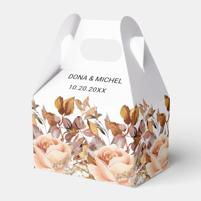 Fall Autumn Leaves Rustic Country Boho Wedding Favour Box (Front Side)