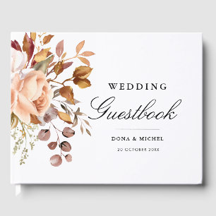 Fall Autumn Leaves Rustic Country Boho Wedding Guest Book