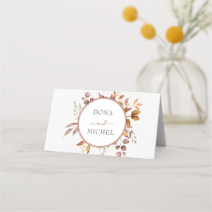 Fall Autumn Leaves Rustic Country Boho Wedding Place Card