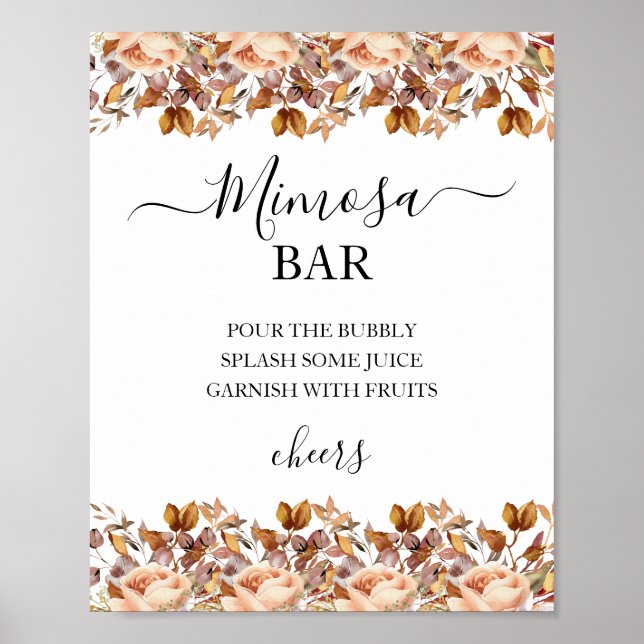 Fall Autumn Leaves Rustic Country Boho Wedding Poster (Front)