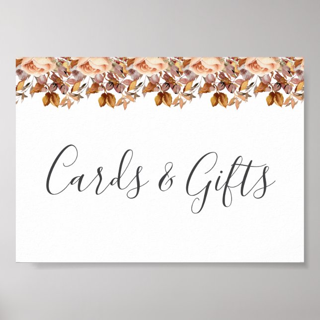 Fall Autumn Leaves Rustic Country Boho Wedding Poster (Front)