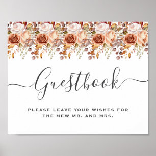 Fall Autumn Leaves Rustic Country Boho Wedding Poster