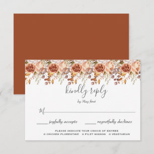 Fall Autumn Leaves Rustic Country Boho Wedding RSVP Card