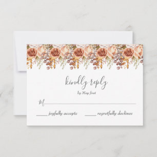 Fall Autumn Leaves Rustic Country Boho Wedding RSVP Card