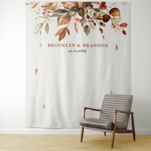 Fall Autumn Leaves Rustic Country Boho Wedding Tapestry