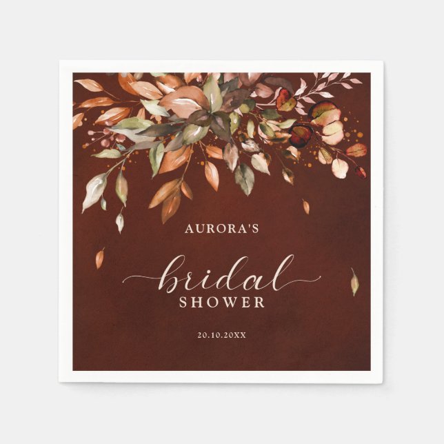 Fall Autumn Leaves Rustic Country Bridal Shower Napkin (Front)