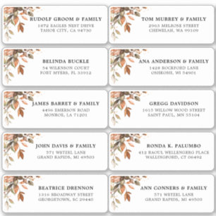 Fall Autumn Leaves Rustic Country Guest Address St