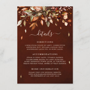 Fall Autumn Leaves Rustic Country Wedding Details  Enclosure Card