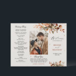Fall Autumn Leaves Rustic Country Wedding Program<br><div class="desc">Elegant rustic country fall wedding program featuring brown,  red,  orange,  green eucalyptus leaves. Please contact me for any help in customisation or if you need any other product with this design.</div>