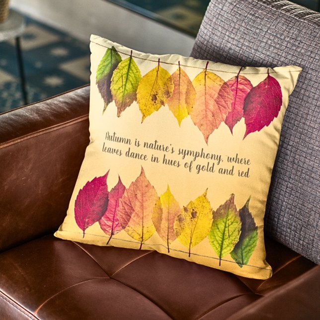 Fall Autumn Leaves Symphony Yellow Brown Red Cushion (Creator Uploaded)
