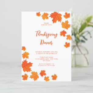 Fall Autumn Leaves Thanksgiving Invitation