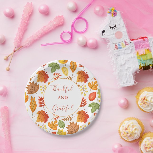 Fall Autumn Leaves Thanksgiving Paper Plate (Party)