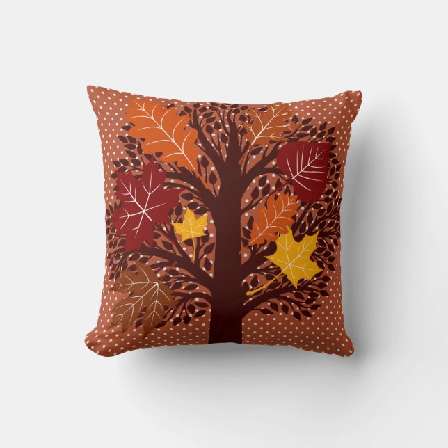 Fall Autumn Leaves Tree November Harvest Cushion (Front)