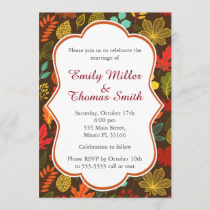 Fall Autumn Leaves Wedding Party Invitation