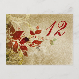 fall autumn leaves wedding table seating card
