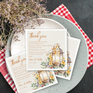 Fall Autumn Leaves Wedding Thank you Message Napkin