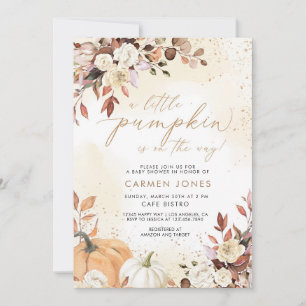 Fall Autumn Little Pumpkin Baby Shower Invitation