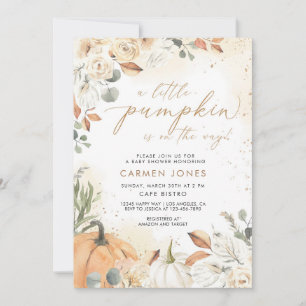 Fall Autumn Little Pumpkin Baby Shower Invitation