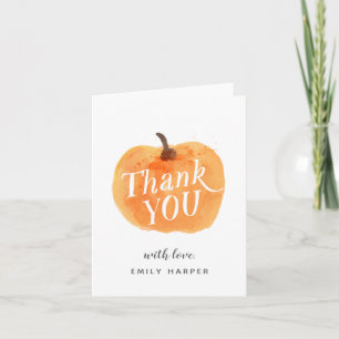 Fall Autumn Little Pumpkin Folded Thank You Card