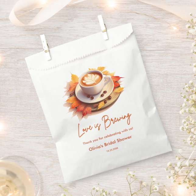 Fall Autumn Love is Brewing Coffee Bridal Shower  Favour Bag (Clipped)