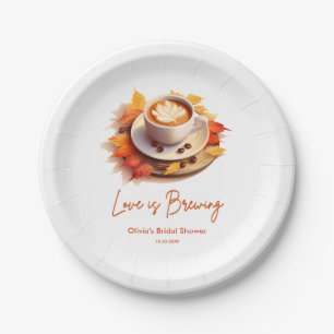 Fall Autumn Love is Brewing Coffee Bridal Shower Paper Plate
