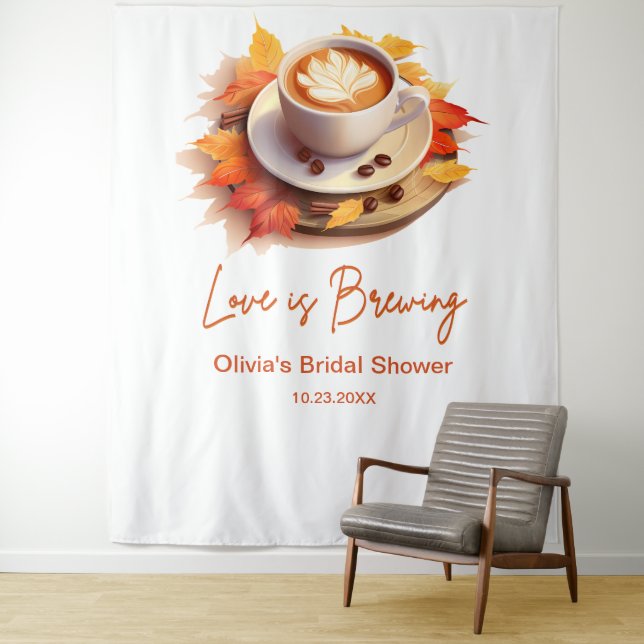 Fall Autumn Love is Brewing Coffee Bridal Shower  Tapestry (In Situ)