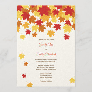 Fall Autumn Maple Leaf Wedding Invitation