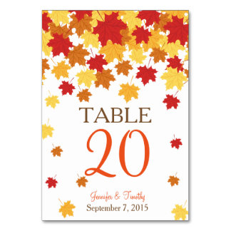 Fall Autumn Maple Leaf Wedding Table Card