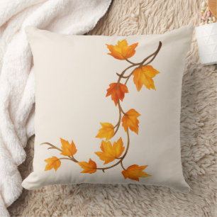 Fall Autumn Maple Leaves Branch Cushion