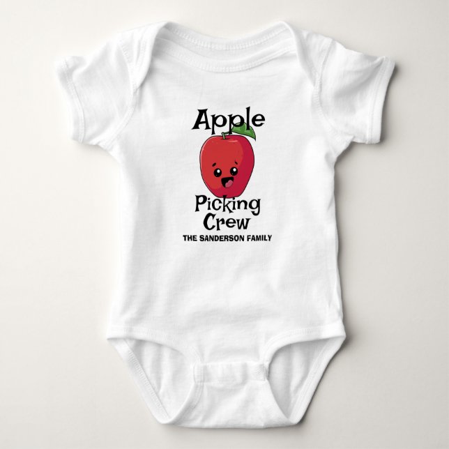 Fall Autumn Matching Family Apple Picking Crew Baby Bodysuit (Front)