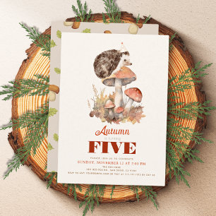 Fall/Autumn Mushroom Hedgehog Kids Birthday Invitation