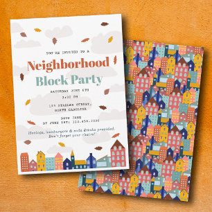 Fall Autumn Neighborhood Block Party Invitation