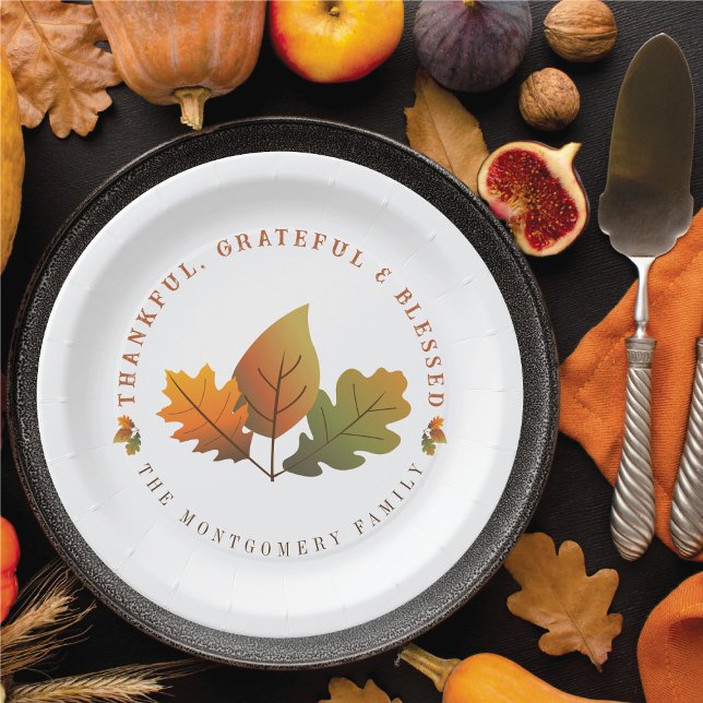 Fall Autumn Oak Leaves Grateful Thanksgiving Party Paper Plate (Fall Autumn Oak Leaves Grateful Thanksgiving Party Paper Plates @ fat_fa_tin)