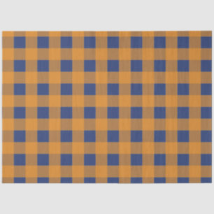 Fall Autumn Orange Blue Plaid Pattern Tissue Paper