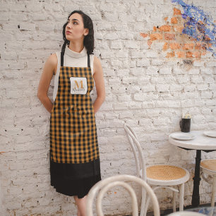 Fall Autumn Orange Buffalo Check Personalised Apron