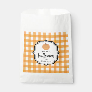 Fall Autumn Orange Plaid Halloween Pumpkin Favour Bag