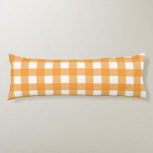 Fall Autumn Orange Plaid Pattern Body Cushion