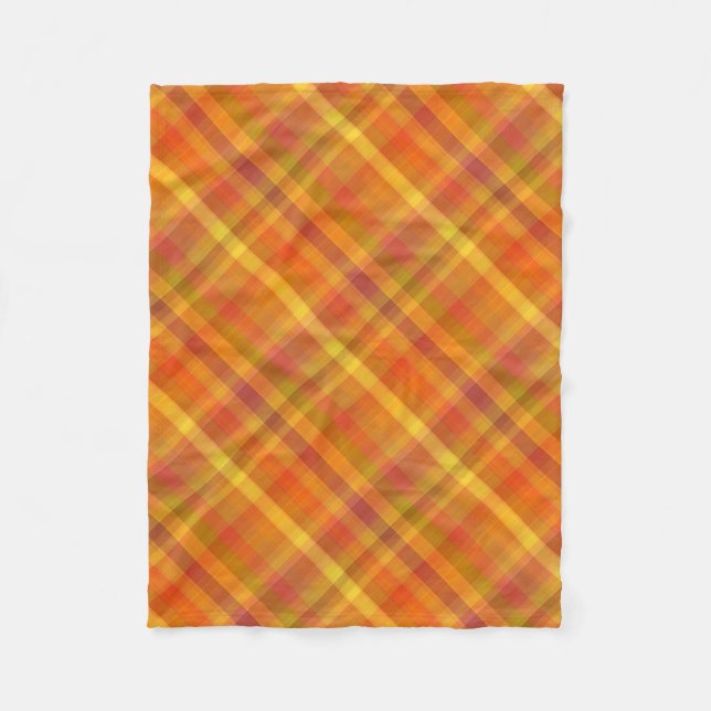 Fall Autumn Orange Plaid Pattern Fleece Blanket (Front)