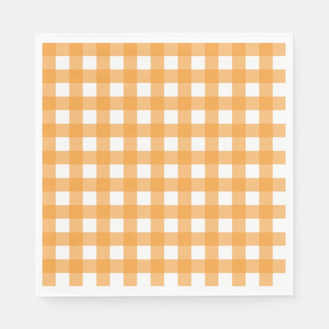 Fall Autumn Orange Plaid Pattern  Napkin (Front)