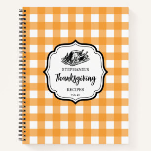 Fall Autumn Orange Plaid Thanksgiving Recipe Notebook