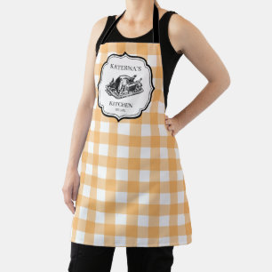 Fall Autumn Orange Plaid Thanksgiving Turkey Apron