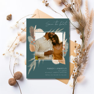 Fall Autumn Outdoor Wedding Photo  Save The Date