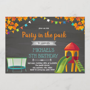 Fall autumn palyground party invitation