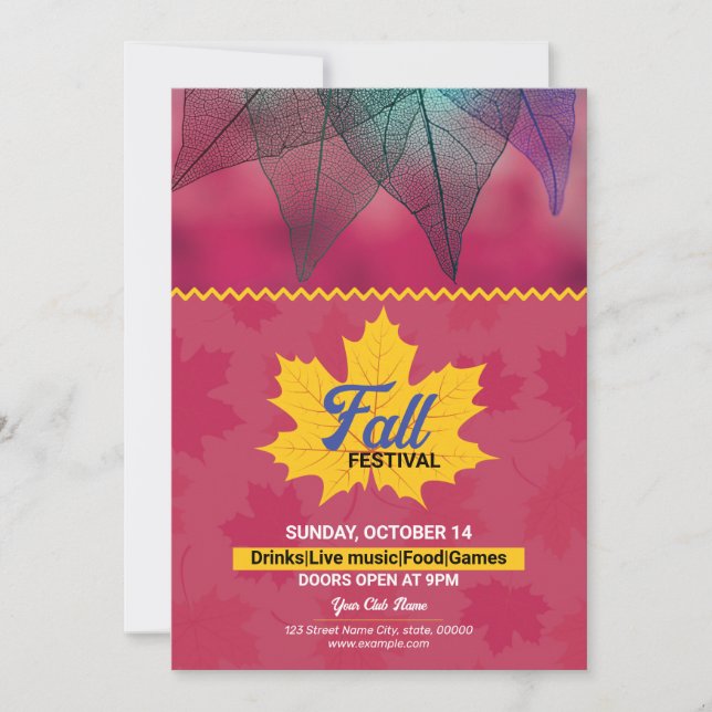 Fall / Autumn Party Invitation Flyer Template  (Front)