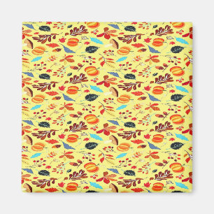 Fall autumn pattern on yellow magnet