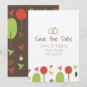 Fall Autumn Pattern Save the Date Kraft Invitation