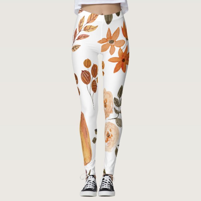 Fall Autumn Pattern Women's Fashion Leggings (Front)