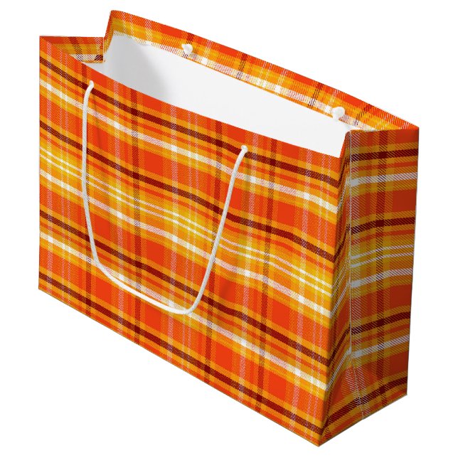 Fall Autumn Plaid  Large Gift Bag (Front Angled)