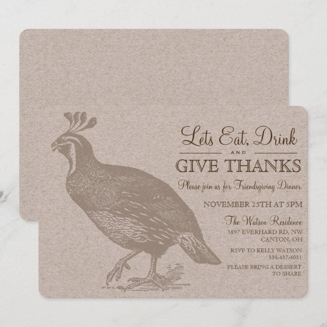 Fall Autumn Potluck Friendsgiving Invitation (Front/Back)